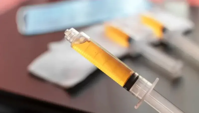 Platelet-rich plasma syringes prepared for injection. PRP is the primary injectate used for nerve hydrodissection at Regenerative Performance.